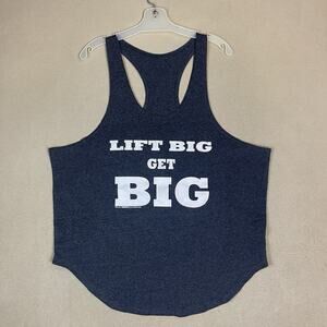 Kos USA‎ Tank Top Mens L Gray Racerback Lift Big Get Big Muscle Sleeveless Top